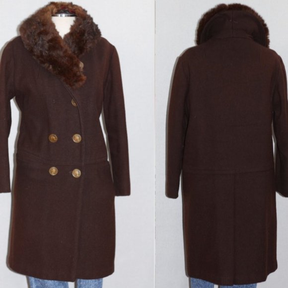 Roma XXVll Brown Fur Wool Coat - Picture 1 of 16